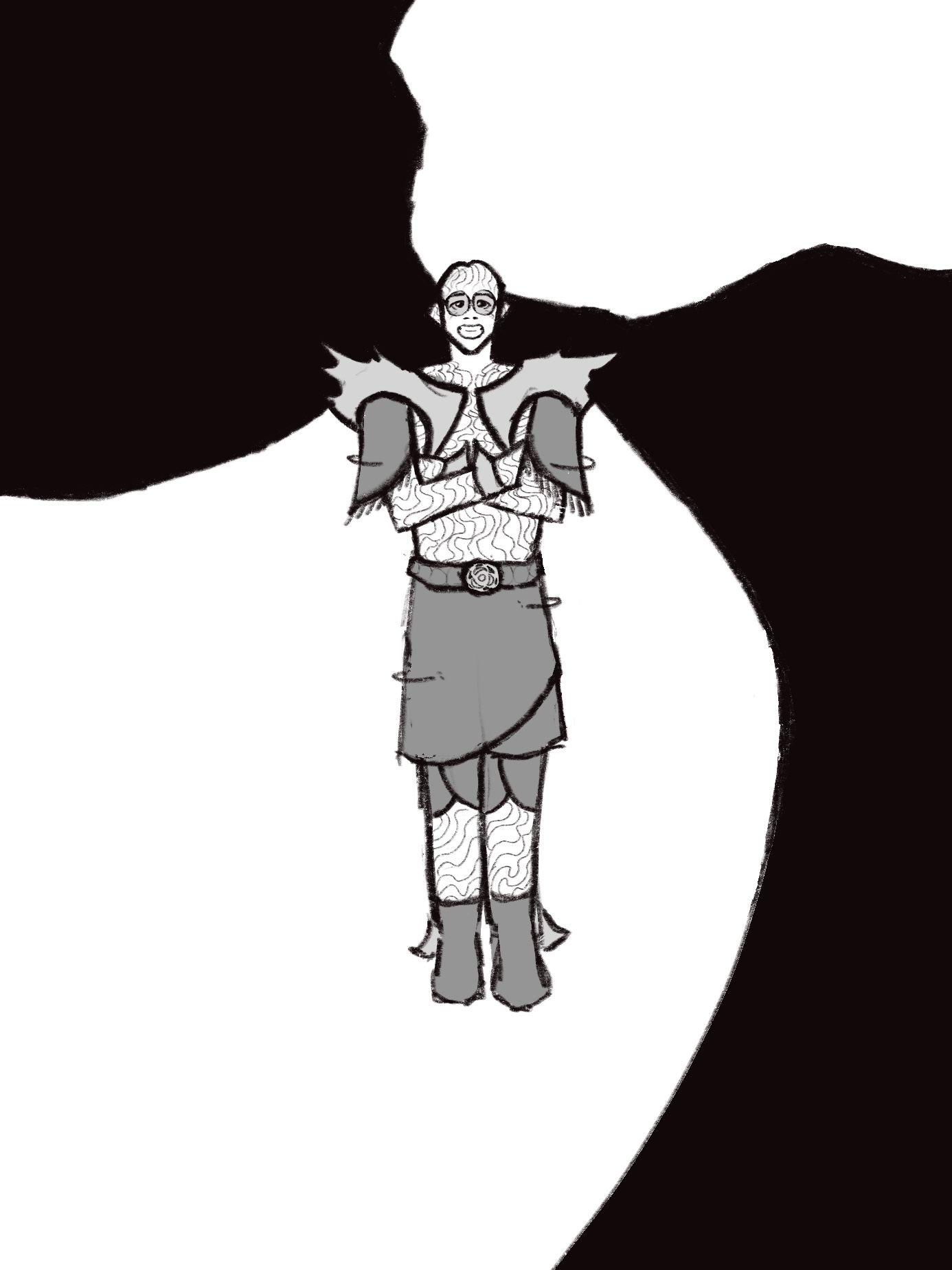 illustrative monocrome superhero